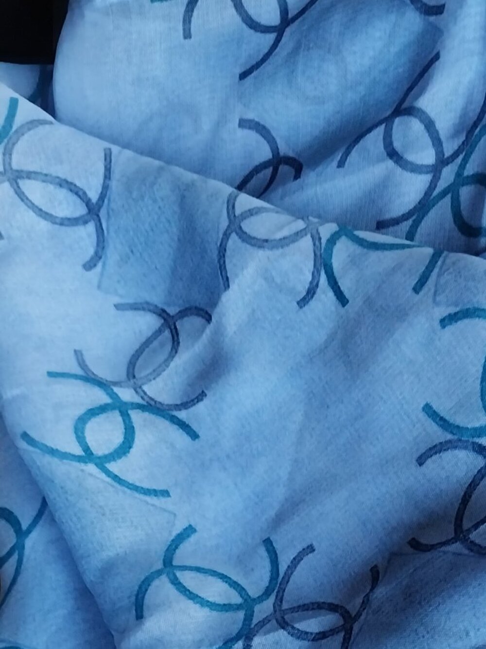 2 Silky Scarves, Light & Navy Blue - Picture 3 of 5